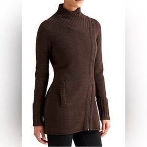 Athleta Brown Asymmetrical zip sweater jacket XS